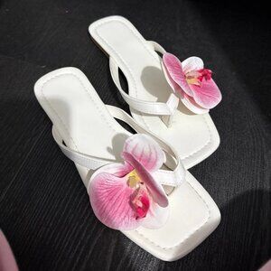 Shein flower white and pink sandals